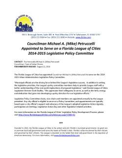 2014 Legislative Policy Committee Release for Councilman Michael Petruccelli