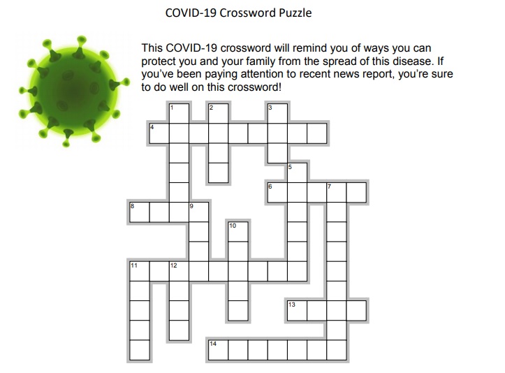 covid cross word puzzle - blank